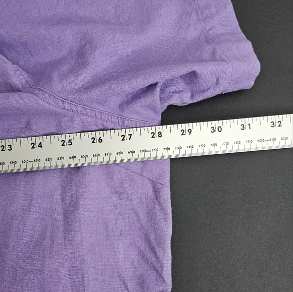Vintage C.M. Shapes Button Down Shirt 3/4 Sleeve Purple 3XL Shoulder Pads Tunic - Picture 8 of 8